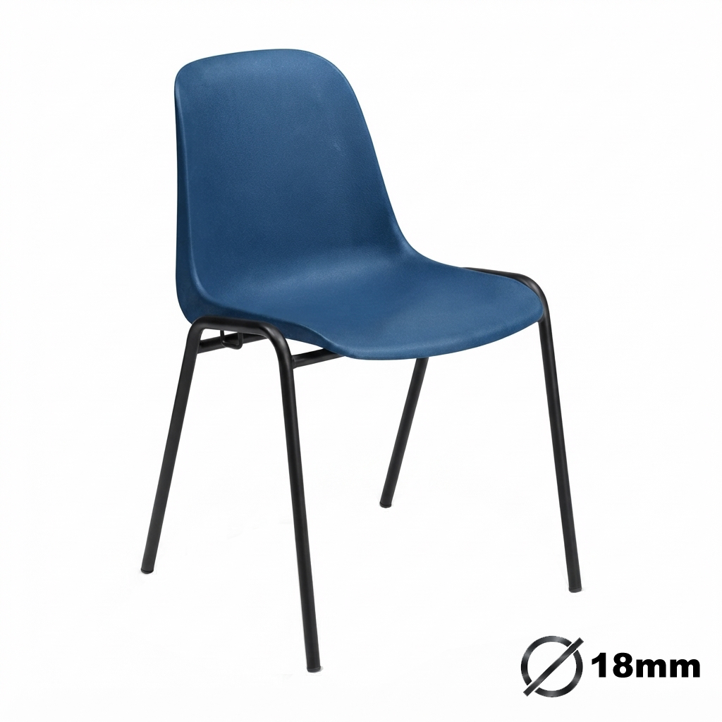 Sedia Ignif. Agganc. Tubo Ø 18 mm vern. Nero / cm. L.49xP.54xH79 (CAM) – Blu Segn.