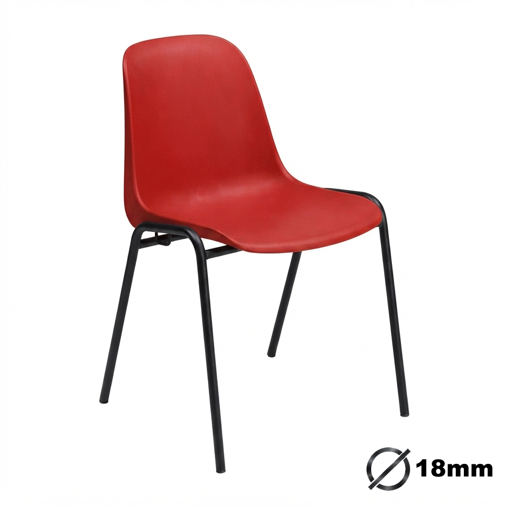 Sedia Ignif. Agganc. Tubo Ø 18 mm vern. Nero / cm. L.49xP.54xH79 (CAM) – Rosso Traff.