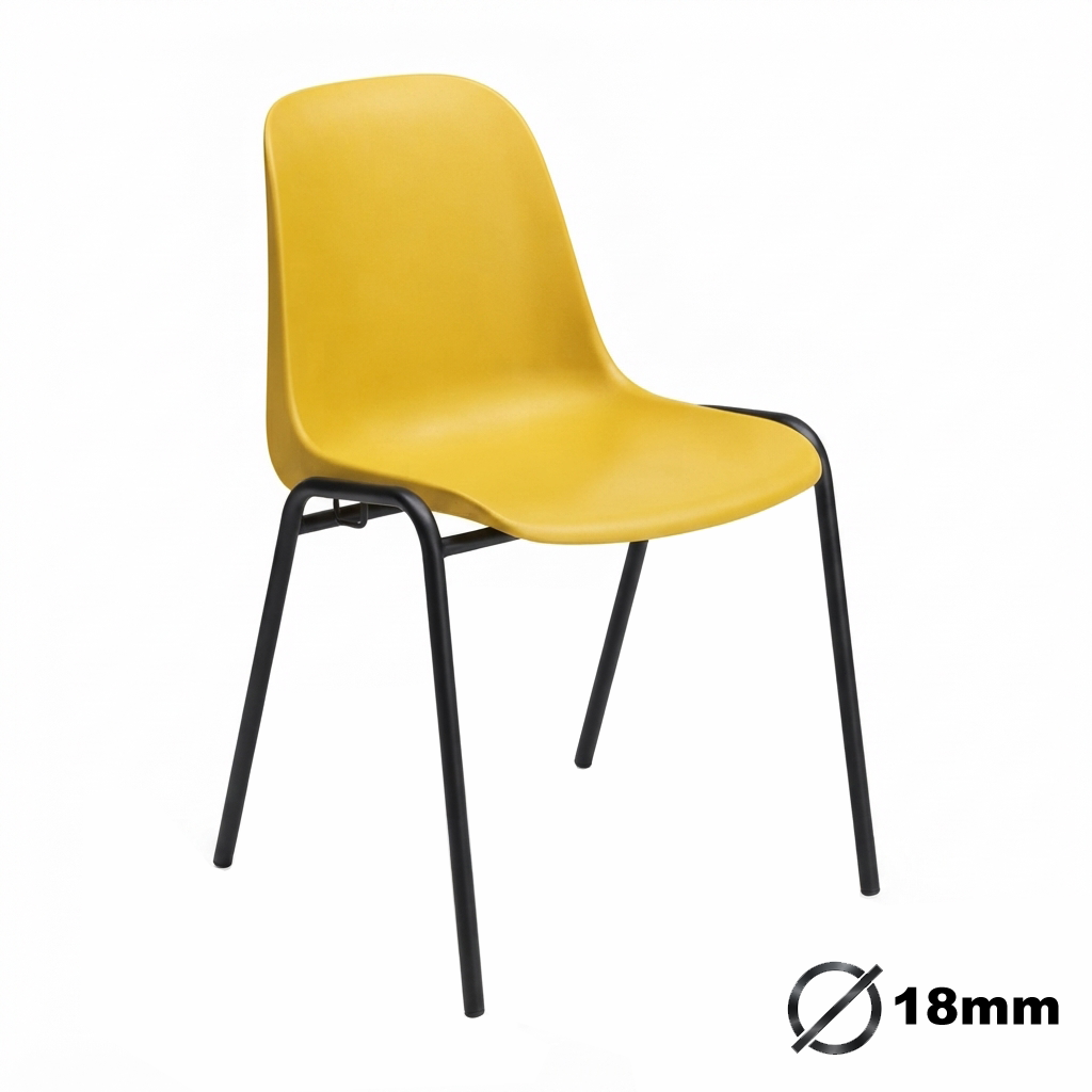 Sedia Ignif. Agganc. Tubo Ø 18 mm vern. Nero / cm. L.49xP.54xH79 (CAM) – Giallo Traff.