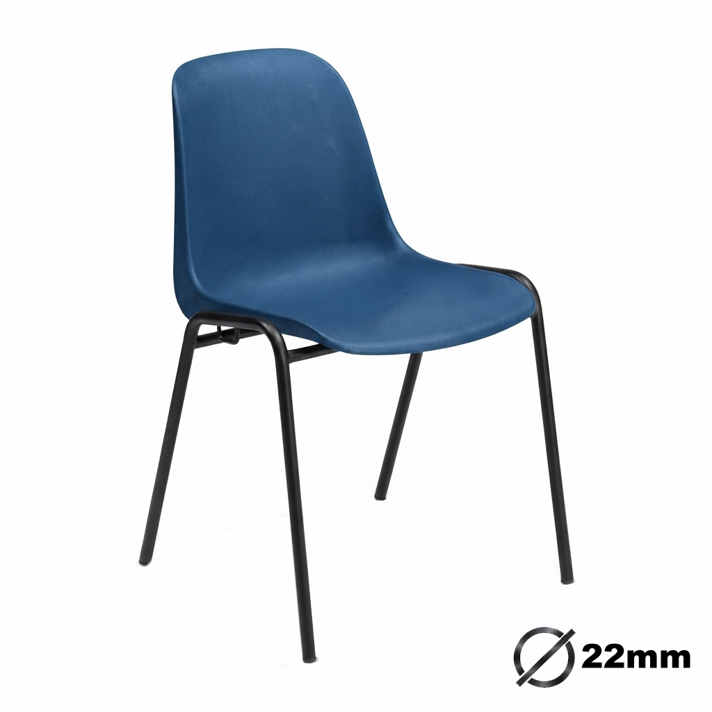 Sedia Ignif. Agganc. Tubo Ø 22 mm vern. Nero / cm. L.49xP.54xH79 (CAM) – Blu Segn.