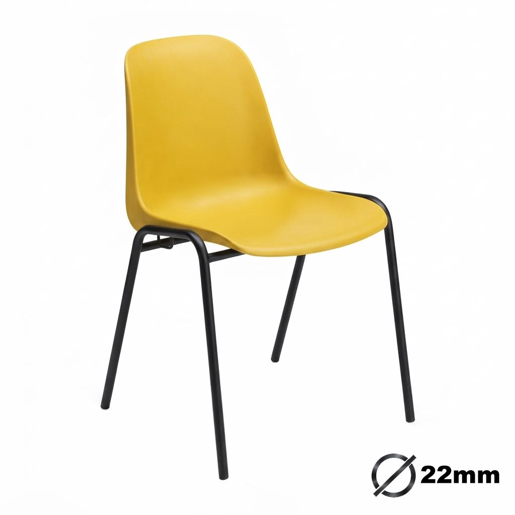 Sedia Ignif. Agganc. Tubo Ø 22 mm vern. Nero / cm. L.49xP.54xH79 (CAM) – Giallo Traff.
