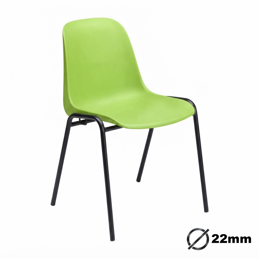 Sedia Ignif. Agganc. Tubo Ø 22 mm vern. Nero / cm. L.49xP.54xH79 (CAM) – Verde Past.