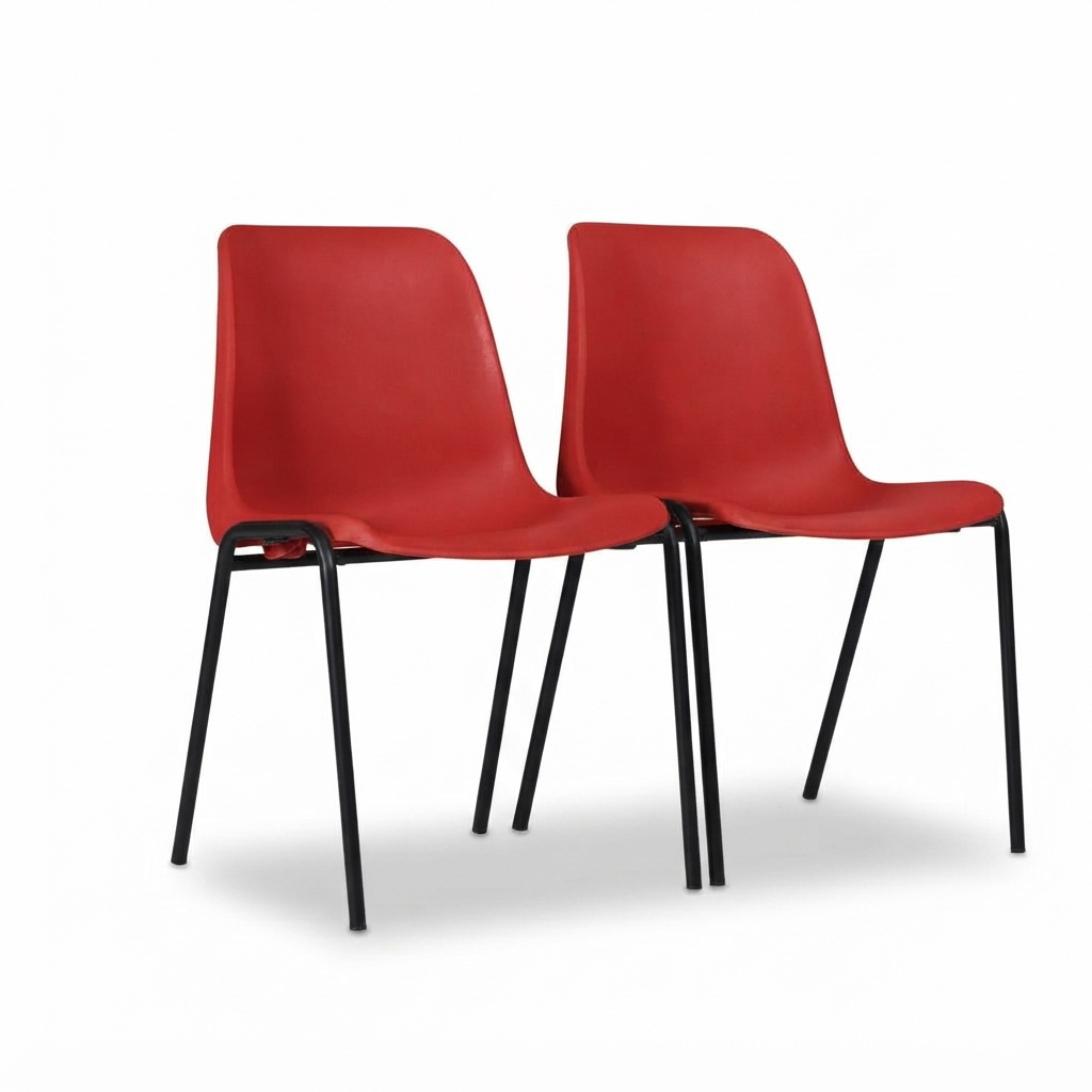 Sedia Ignif. Agganc. Tubo Ø 18 mm vern. Nero / cm. L.51xP.55xH.78 (CAM) – Rosso Traff.