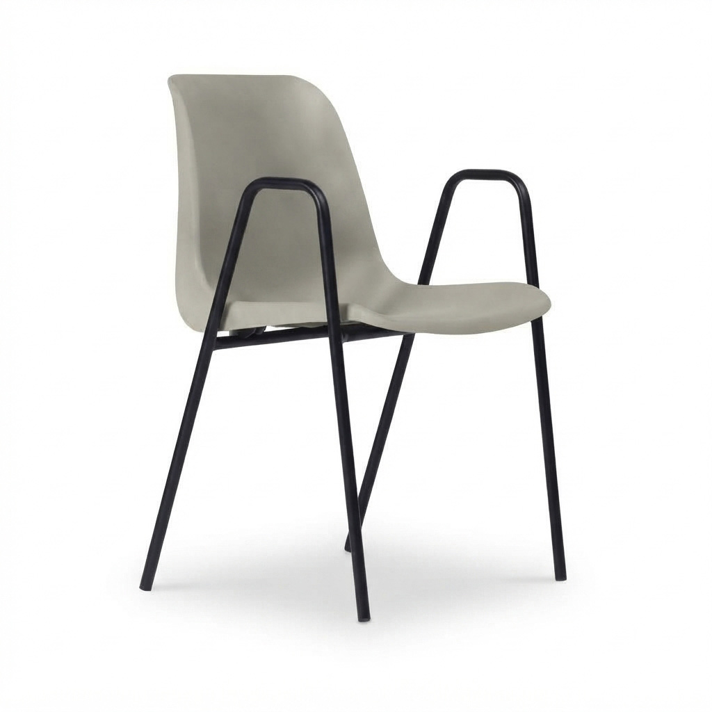 Sedia Ignif. c/braccioli Tubo Ø 18 mm vern. Nero / cm. L.49xP.54xH79 (CAM) – Grigio Seta