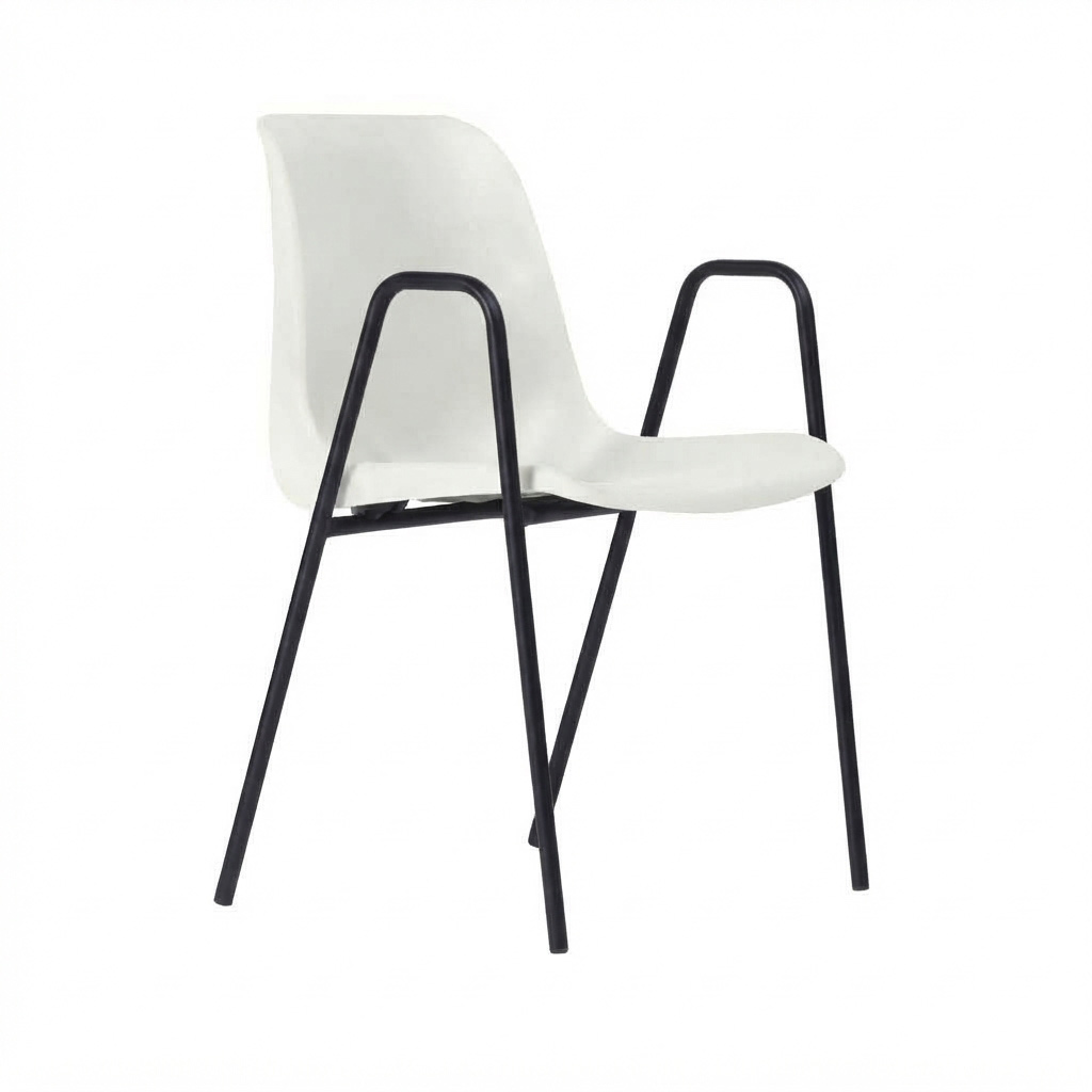 Sedia Ignif. c/braccioli Tubo Ø 18 mm vern. Nero / cm. L.49xP.54xH79 (CAM) – Bianco Segn.