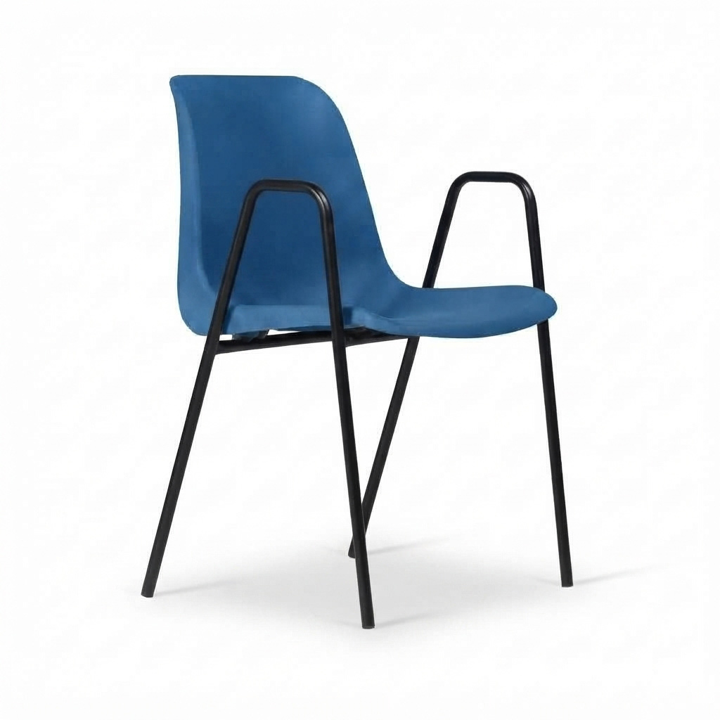 Sedia Ignif. c/braccioli Tubo Ø 18 mm vern. Nero / cm. L.49xP.54xH79 (CAM) – Blu Segn.