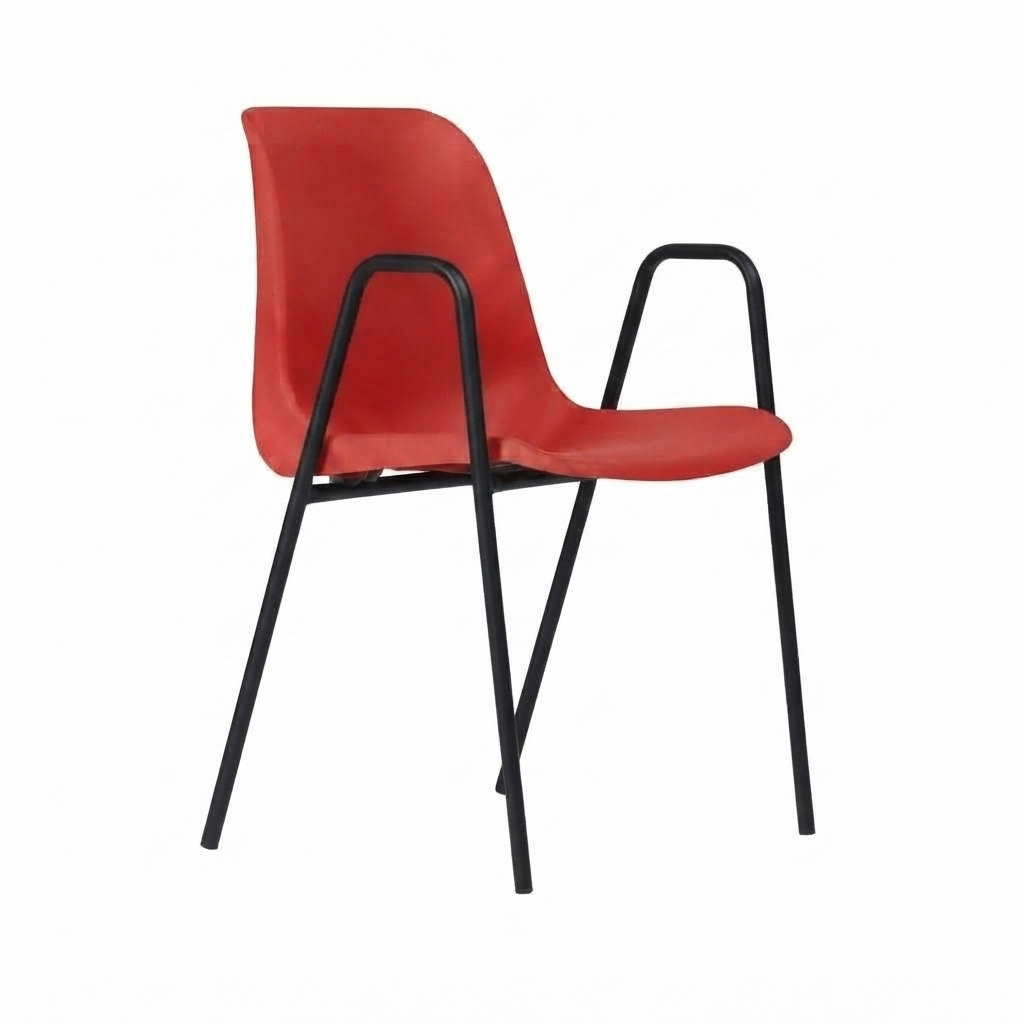 Sedia Ignif. c/braccioli Tubo Ø 18 mm vern. Nero / cm. L.49xP.54xH79 (CAM) – Rosso Traff.
