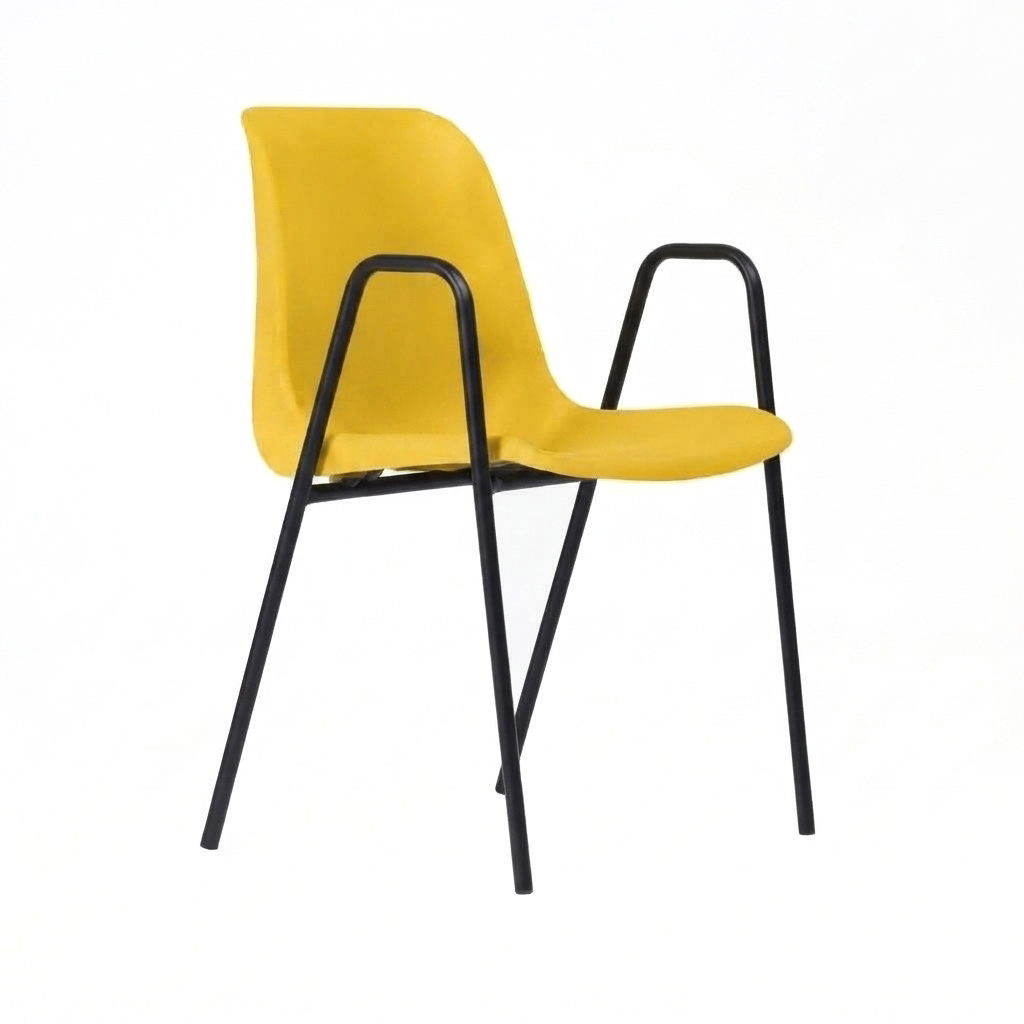 Sedia Ignif. c/braccioli Tubo Ø 18 mm vern. Nero / cm. L.49xP.54xH79 (CAM) – Giallo Traff.