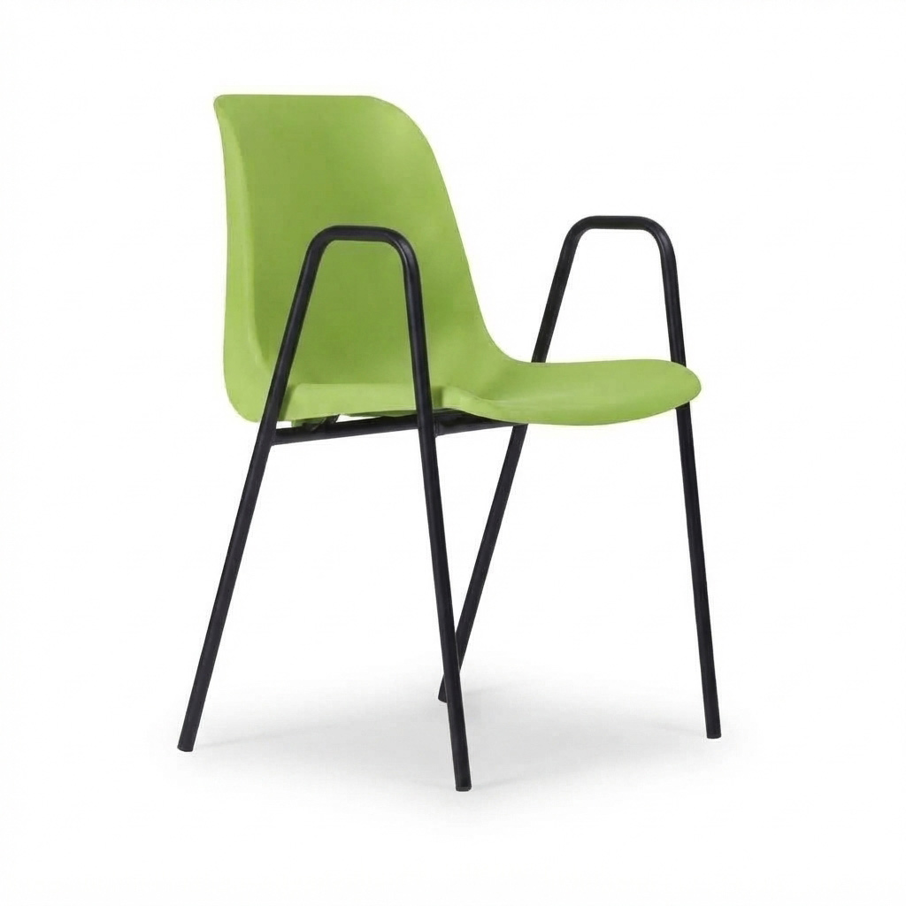 Sedia Ignif. c/braccioli Tubo Ø 18 mm vern. Nero / cm. L.49xP.54xH79 (CAM) – Verde Past.