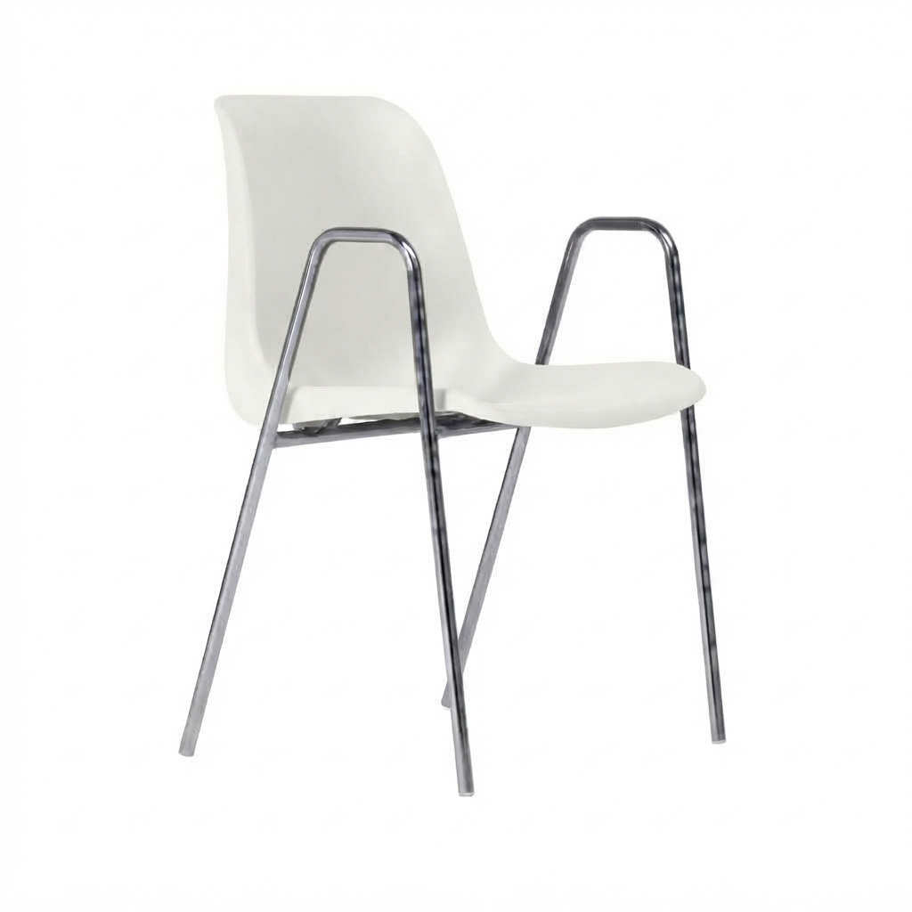 Sedia Ignif. c/braccioli Tubo Ø 18 mm Crom. / cm. L.49xP.54xH79 (CAM) – Bianco Segn.