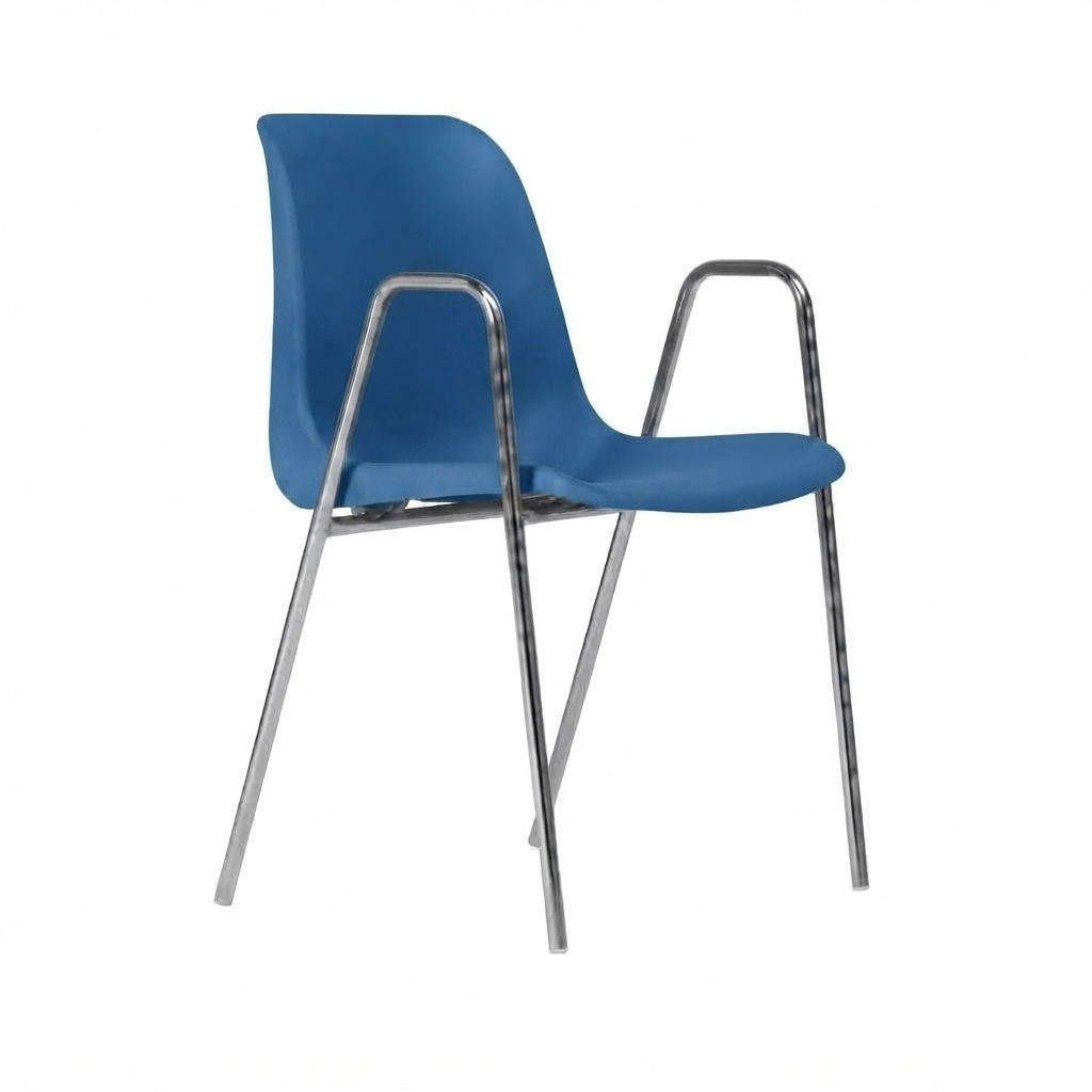 Sedia Ignif. c/braccioli Tubo Ø 18 mm Crom. / cm. L.49xP.54xH79 (CAM) – Blu Segn.