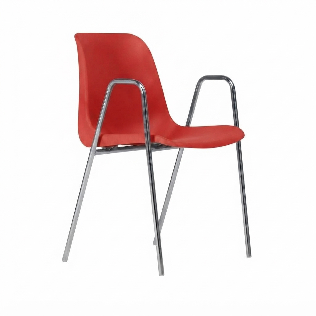 Sedia Ignif. c/braccioli Tubo Ø 18 mm Crom. / cm. L.49xP.54xH79 (CAM) – Rosso Traff.
