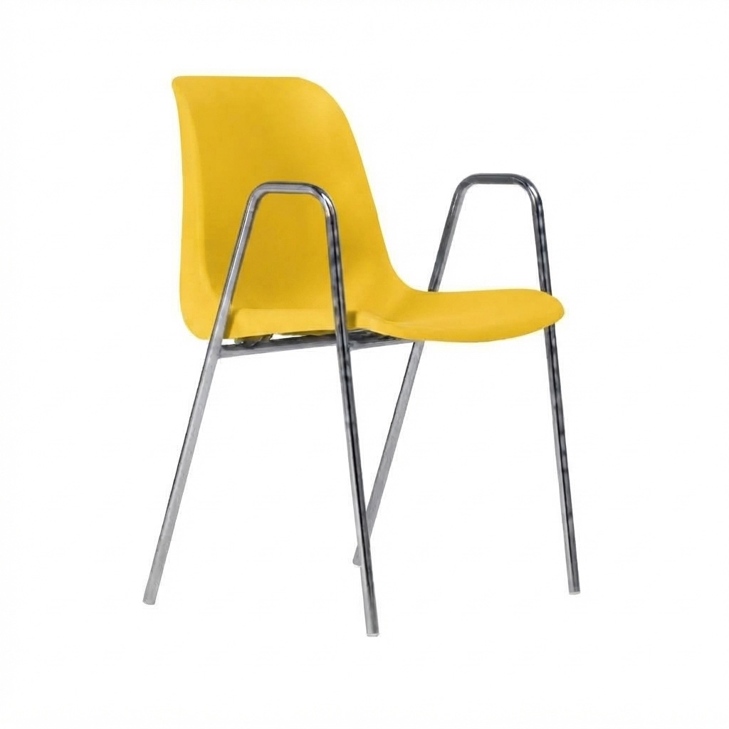 Sedia Ignif. c/braccioli Tubo Ø 18 mm Crom. / cm. L.49xP.54xH79 (CAM) – Giallo Traff.