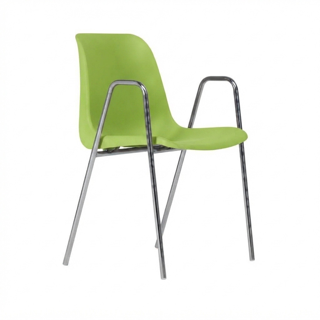 Sedia Ignif. c/braccioli Tubo Ø 18 mm Crom. / cm. L.49xP.54xH79 (CAM) – Verde Past.