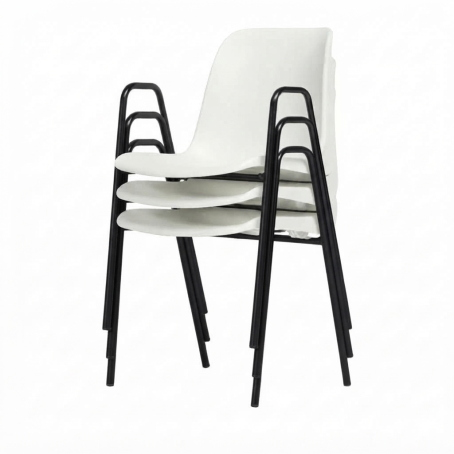 Sedia Ignif. c/braccioli Tubo Ø 18 mm vern. Nero / cm. L.49xP.54xH79 (CAM) – Bianco Segn.