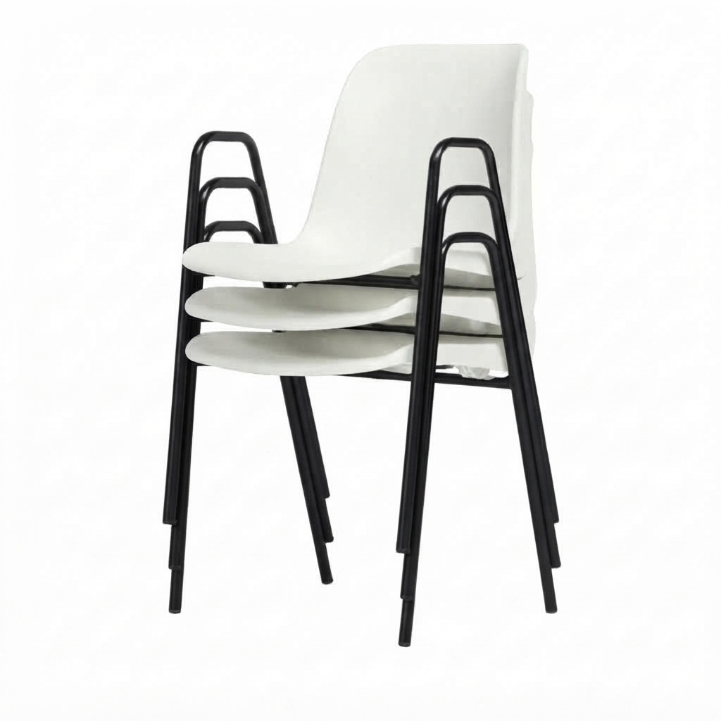 Sedia Ignif. c/braccioli Tubo Ø 18 mm vern. Nero / cm. L.49xP.54xH79 (CAM) – Bianco Segn.