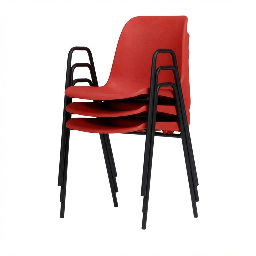 Sedia Ignif. c/braccioli Tubo Ø 18 mm vern. Nero / cm. L.49xP.54xH79 (CAM) – Rosso Traff.