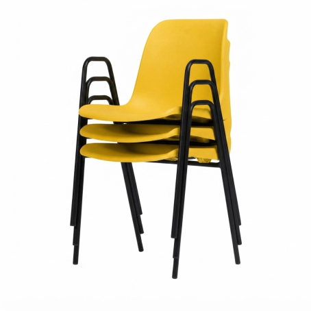 Sedia Ignif. c/braccioli Tubo Ø 18 mm vern. Nero / cm. L.49xP.54xH79 (CAM) – Giallo Traff.