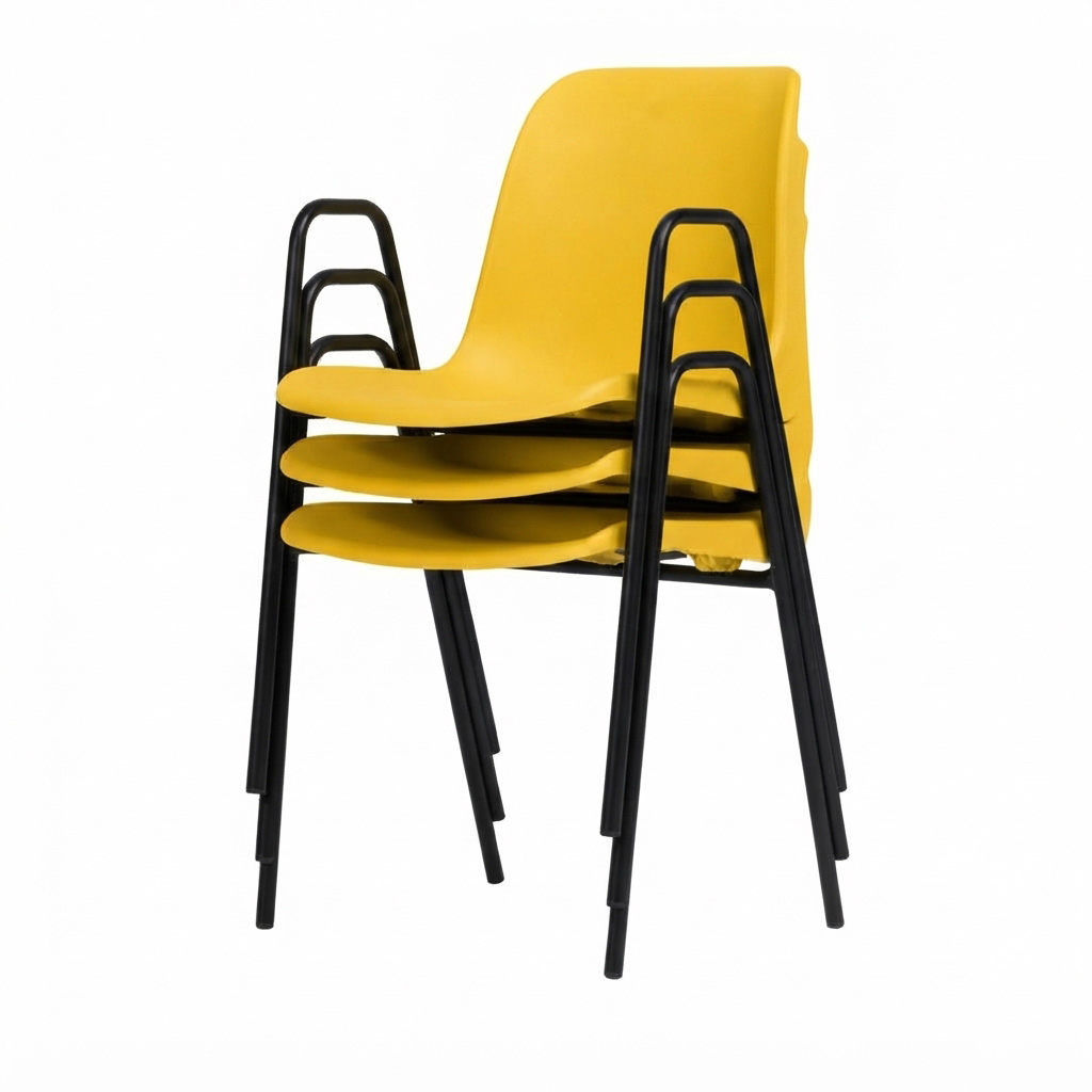 Sedia Ignif. c/braccioli Tubo Ø 18 mm vern. Nero / cm. L.49xP.54xH79 (CAM) – Giallo Traff.