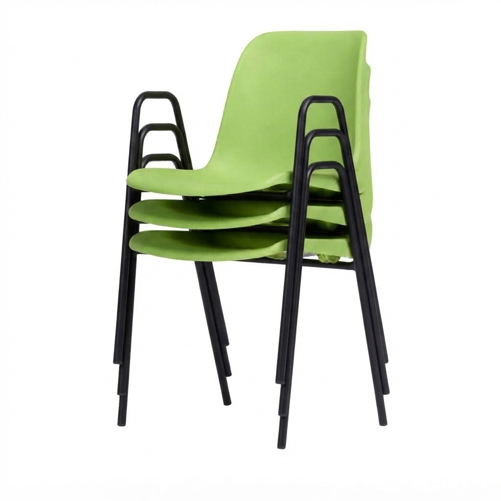 Sedia Ignif. c/braccioli Tubo Ø 18 mm vern. Nero / cm. L.49xP.54xH79 (CAM) – Verde Past.