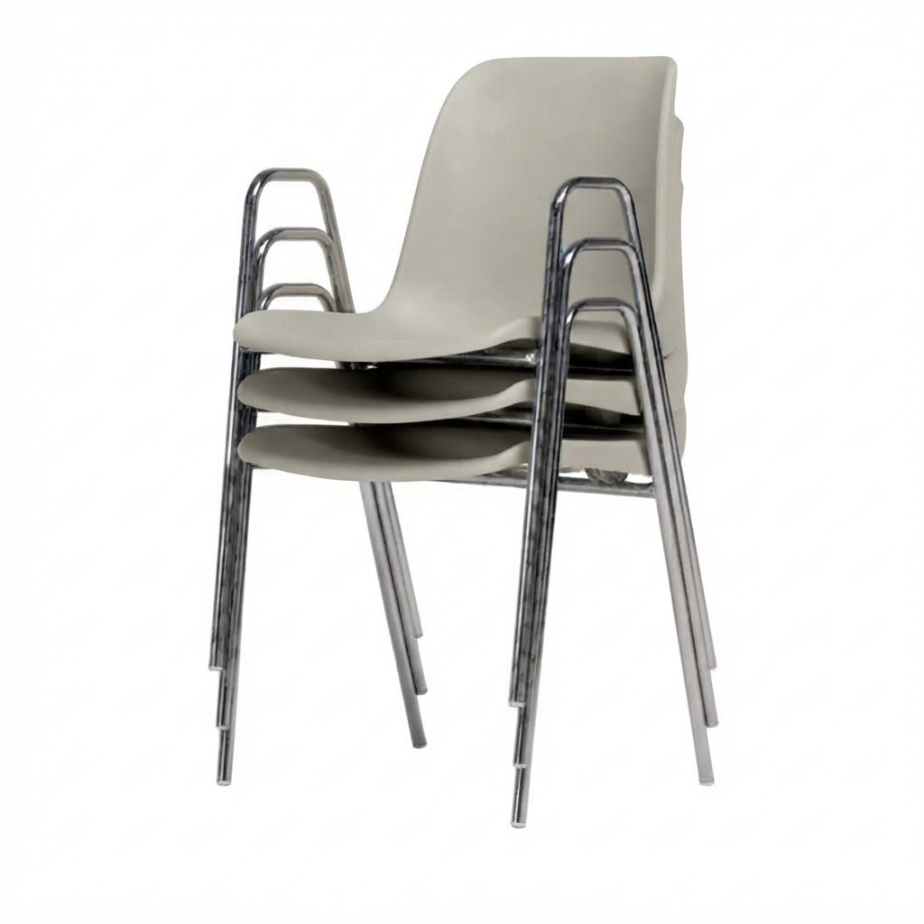 Sedia Ignif. c/braccioli Tubo Ø 18 mm Crom. / cm. L.49xP.54xH79 (CAM) – Grigio Seta