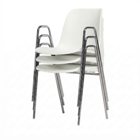 Sedia Ignif. c/braccioli Tubo Ø 18 mm Crom. / cm. L.49xP.54xH79 (CAM) – Bianco Segn.