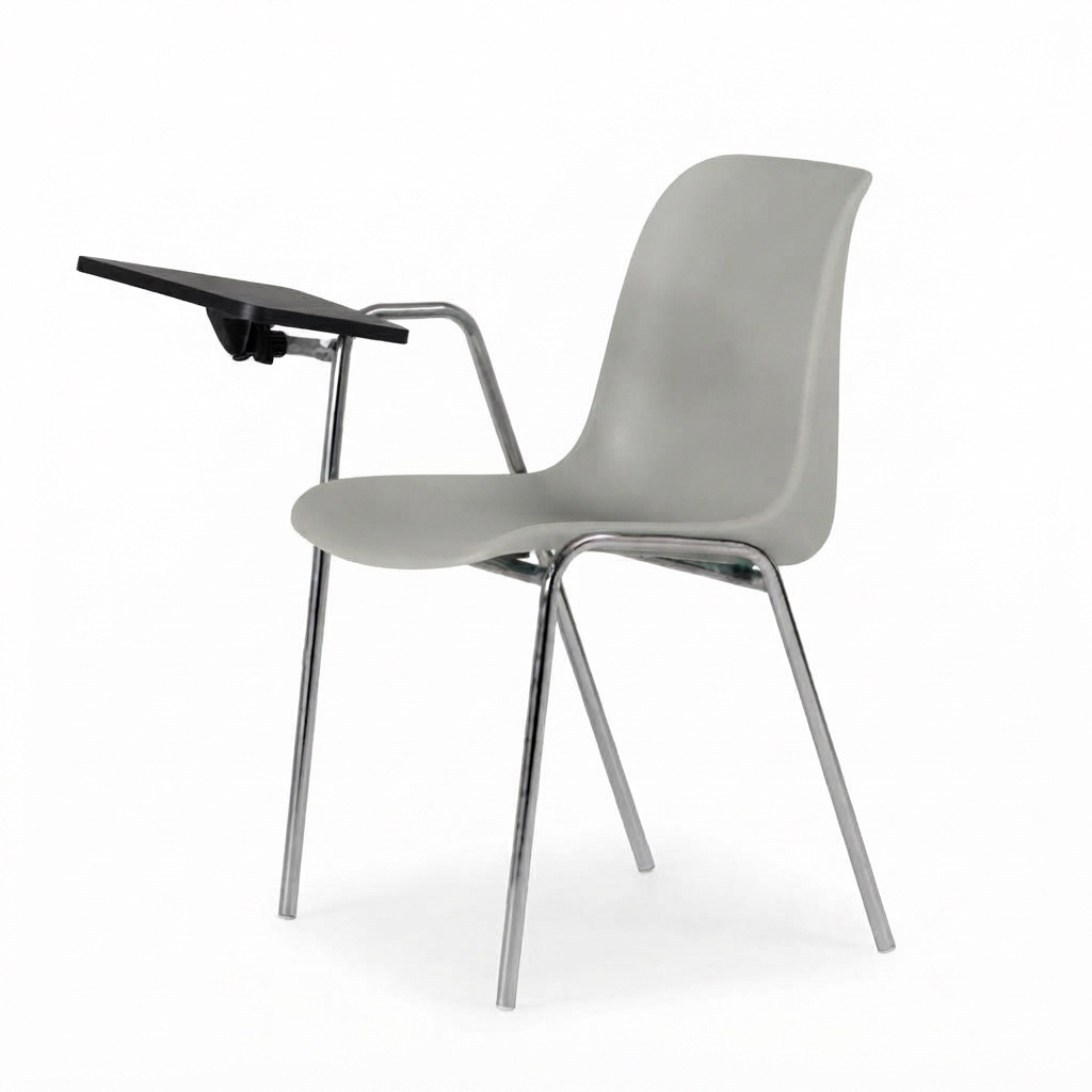 Sedia Ignif. c/tavoletta Tubo Ø 18 mm Crom. / cm. L.54xP.60xH79  – Grigio Seta