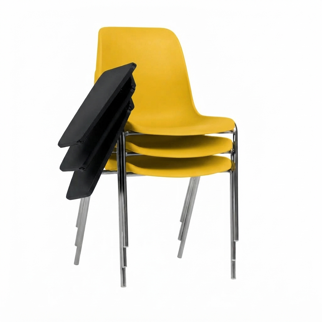Sedia Ignif. c/tavoletta Tubo Ø 18 mm Crom. / cm. L.54xP.60xH79  – Giallo Traff.