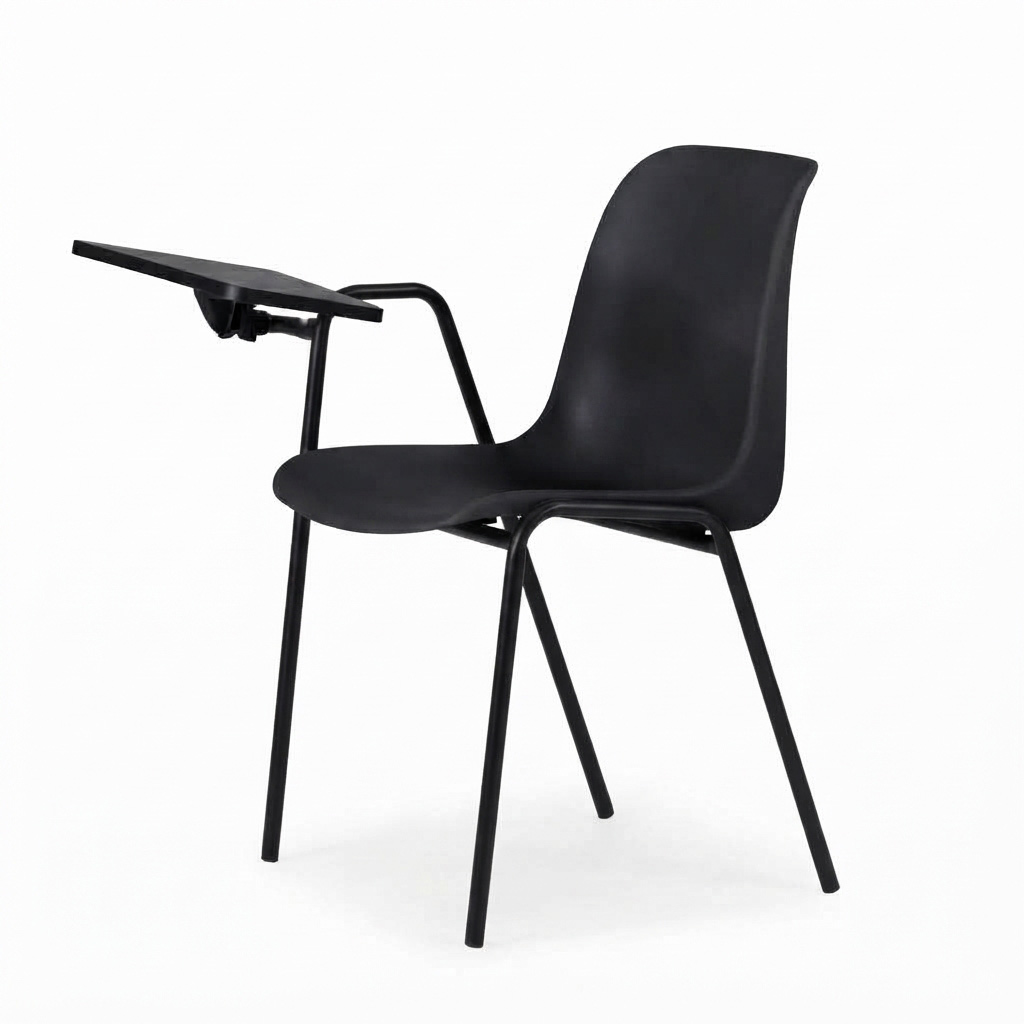 Sedia Ignif. c/tavoletta Tubo Ø 18 mm vern. Nero / cm. L.54xP.60xH79  – Nero