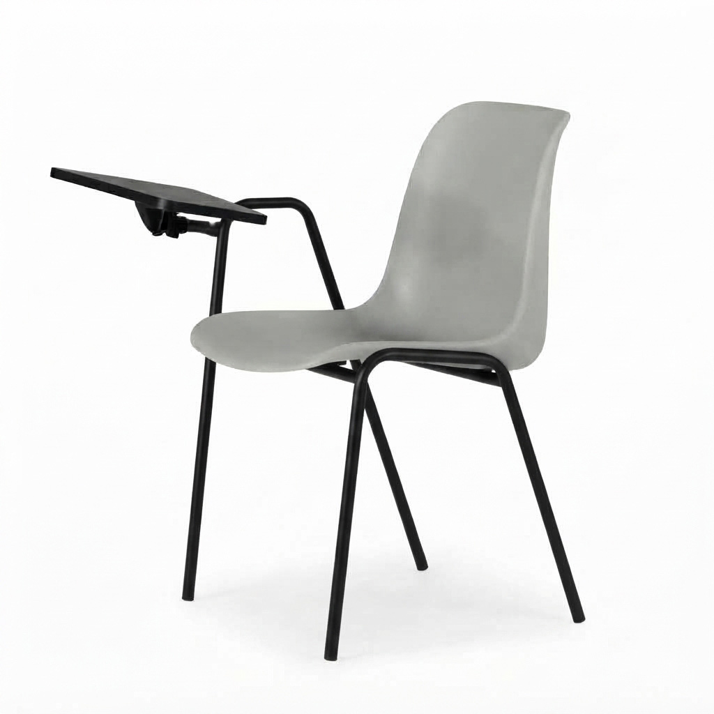 Sedia Ignif. c/tavoletta Tubo Ø 18 mm vern. Nero / cm. L.54xP.60xH79  – Grigio Seta