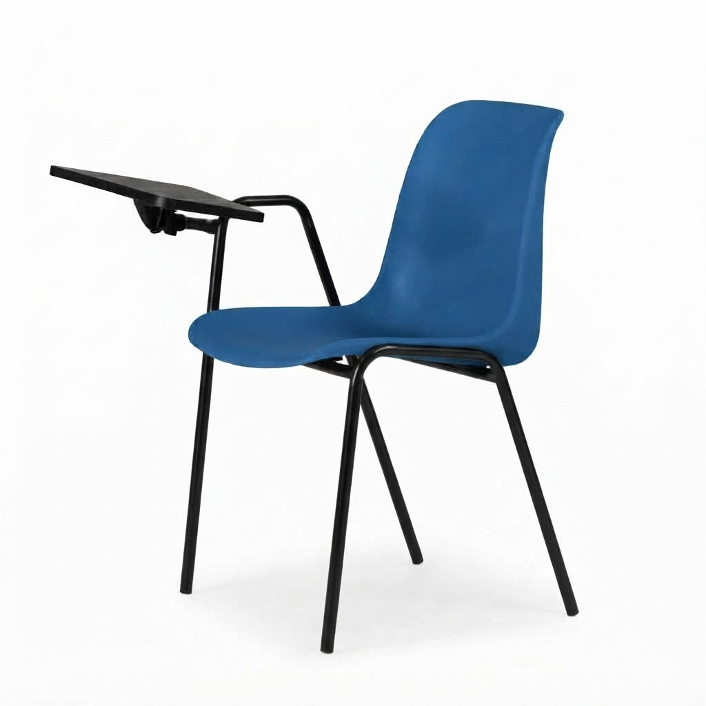 Sedia Ignif. c/tavoletta Tubo Ø 18 mm vern. Nero / cm. L.54xP.60xH79  – Blu Segn.