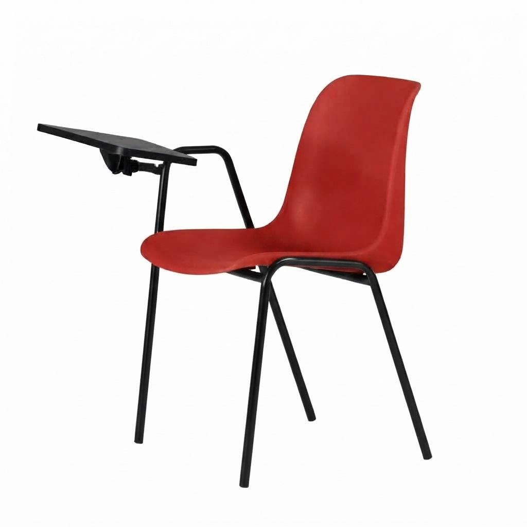Sedia Ignif. c/tavoletta Tubo Ø 18 mm vern. Nero / cm. L.54xP.60xH79  – Rosso Traff.