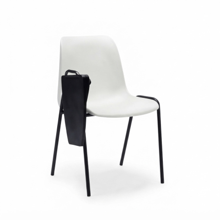 Sedia Ignif. c/tavoletta Tubo Ø 18 mm vern. Nero / cm. L.54xP.60xH79  – Bianco Segn.