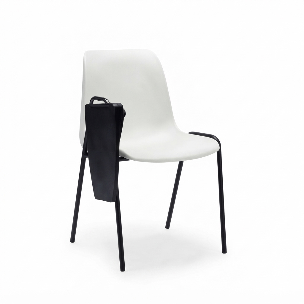 Sedia Ignif. c/tavoletta Tubo Ø 18 mm vern. Nero / cm. L.54xP.60xH79  – Bianco Segn.