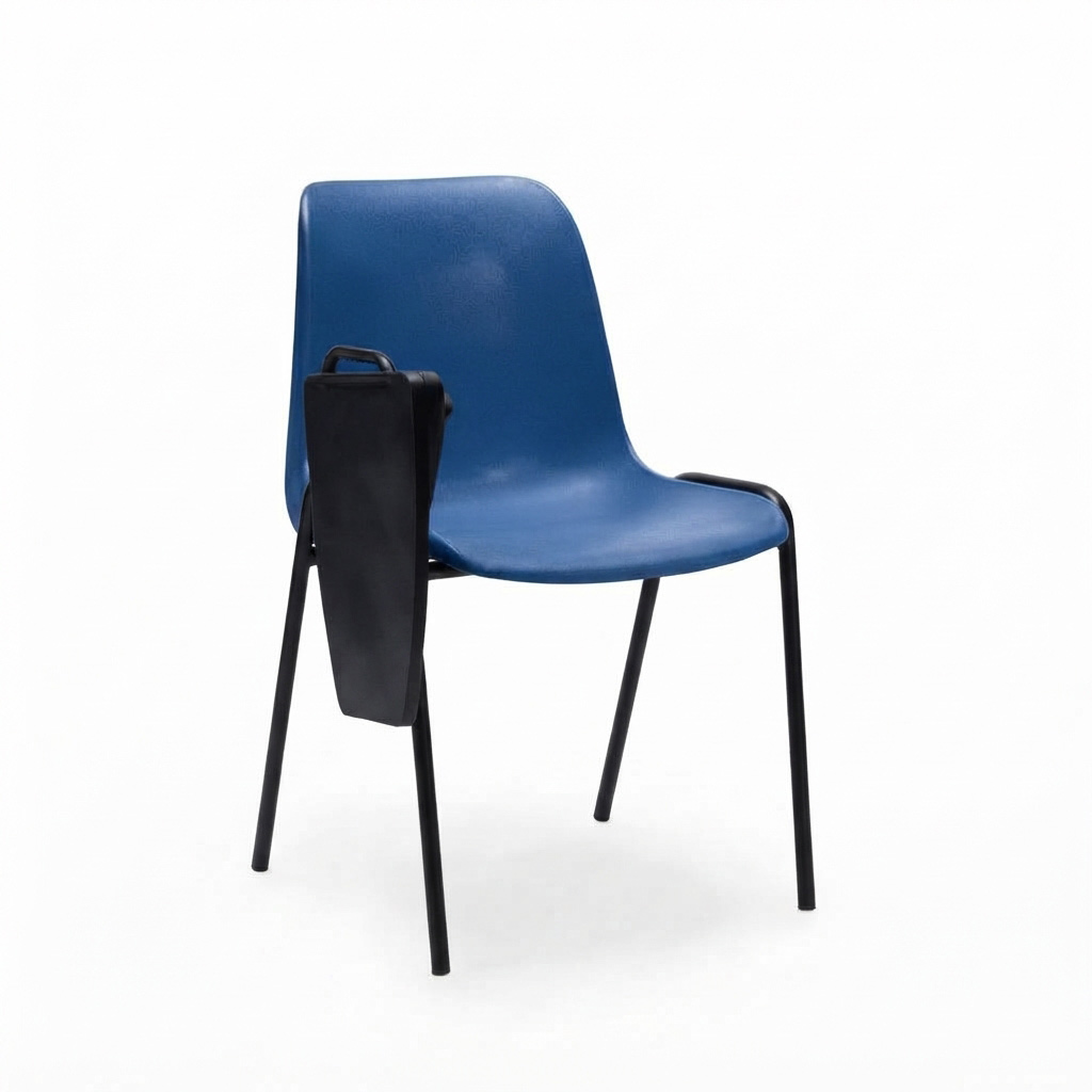 Sedia Ignif. c/tavoletta Tubo Ø 18 mm vern. Nero / cm. L.54xP.60xH79  – Blu Segn.