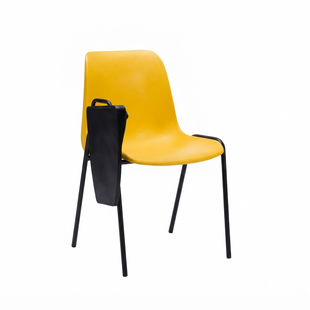 Sedia Ignif. c/tavoletta Tubo Ø 18 mm vern. Nero / cm. L.54xP.60xH79  – Giallo Traff.