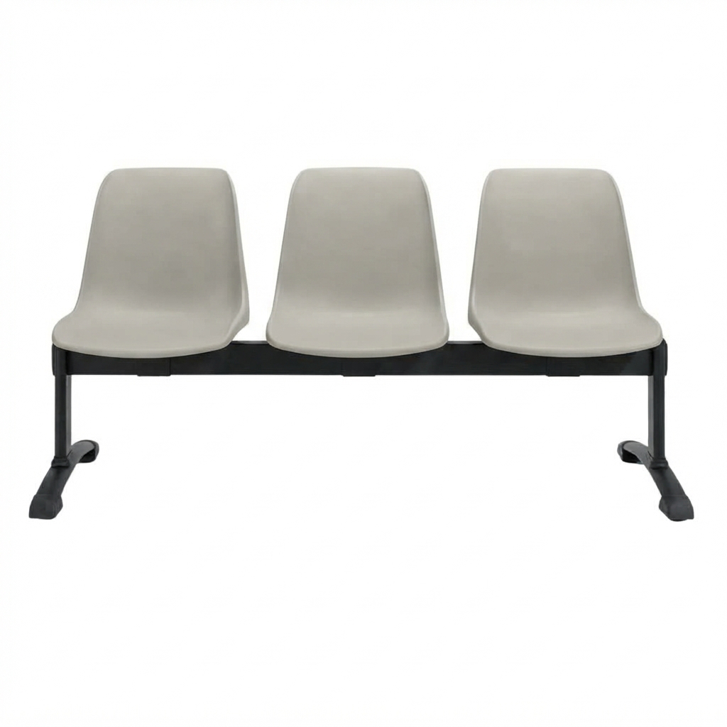 Panca collettività a 3 posti c/scocca  ignifuga / cm. L.144xP.60xH.84 (CAM) – Grigio Seta