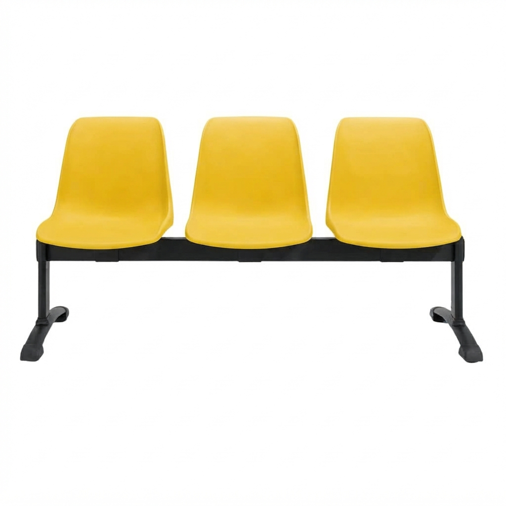 Panca collettività a 3 posti c/scocca  ignifuga / cm. L.144xP.60xH.84 (CAM) – Giallo Traff.