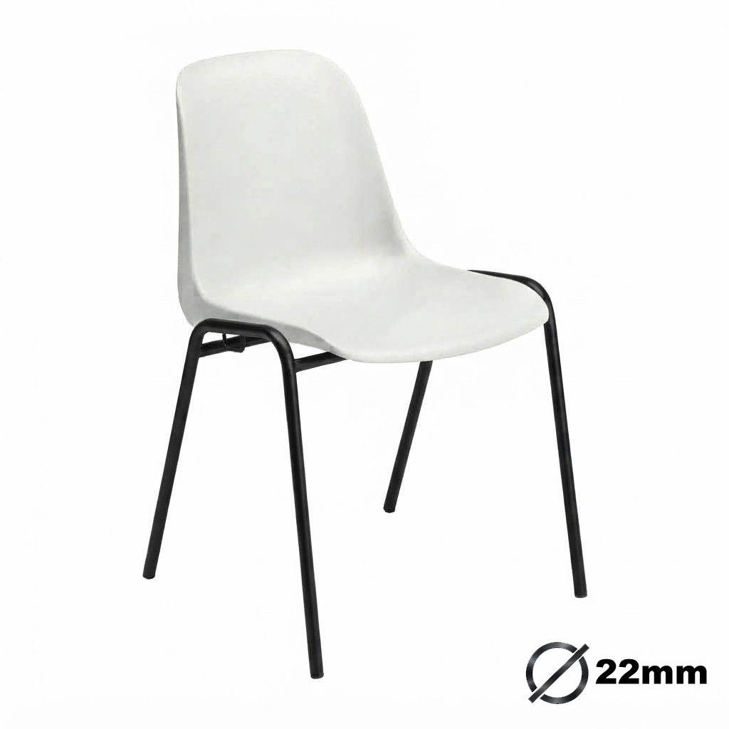 Sedia Ignif. Agganc. Tubo Ø 22 mm vern. Nero / cm. L.51xP.55xH.78 (CAM) – Bianco Segn.