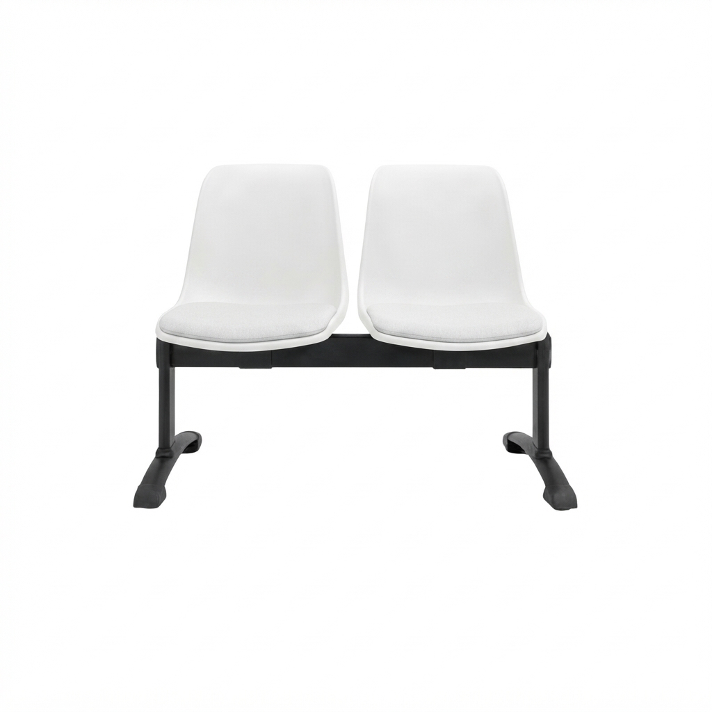 Panca  a 2 posti seduta imbottita Ignif.  CAT.1 / cm. L.93,7xP.60xH.84 (CAM) – Bianco Segn.