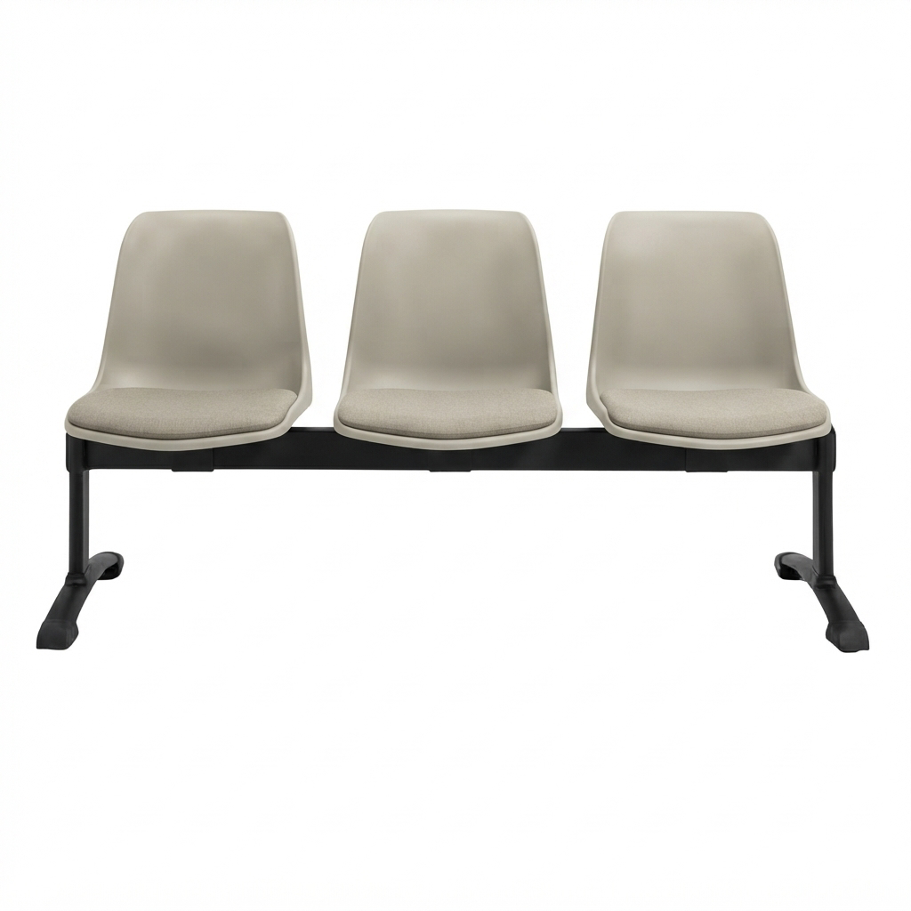 Panca  a 3 posti seduta imbottita Ignif.  CAT.1 / cm. L.144,2xP.60xH.84 (CAM) – Grigio Seta
