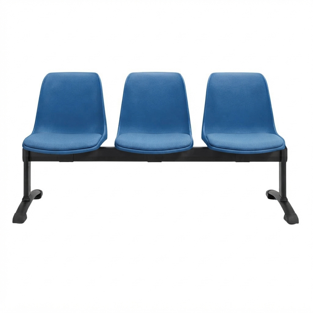 Panca  a 3 posti seduta imbottita Ignif.  CAT.1 / cm. L.144,2xP.60xH.84 (CAM) – Blu Segn.