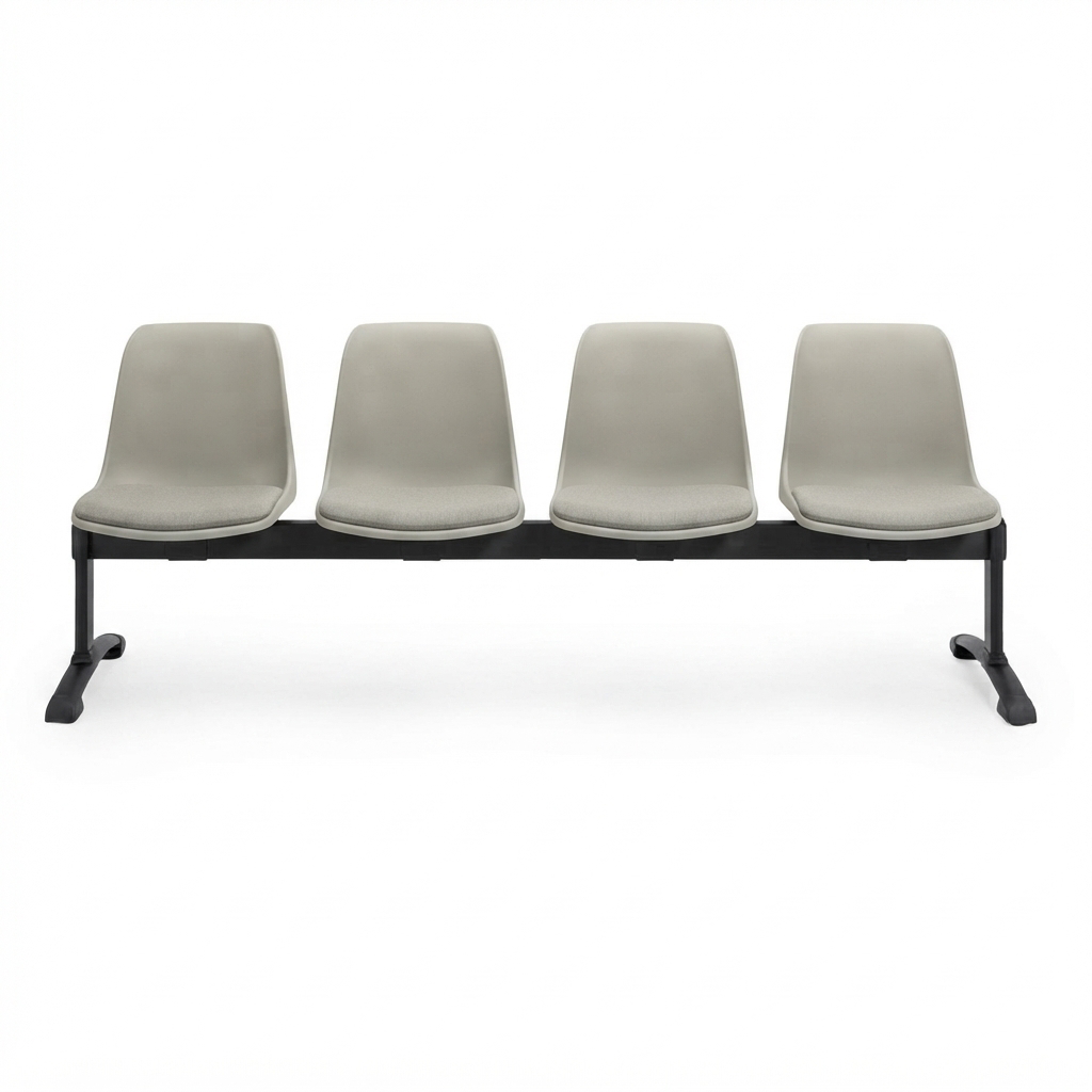 Panca  a 4 posti seduta imbottita Ignif.  CAT.1 / cm. L.194,7xP.60xH.84 (CAM) – Grigio Seta